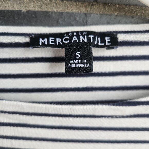 💥$5 ADD ON J. Crew Women’s Mercantile Cuffed Striped Boatneck Cotton Top Size S - Picture 4 of 10